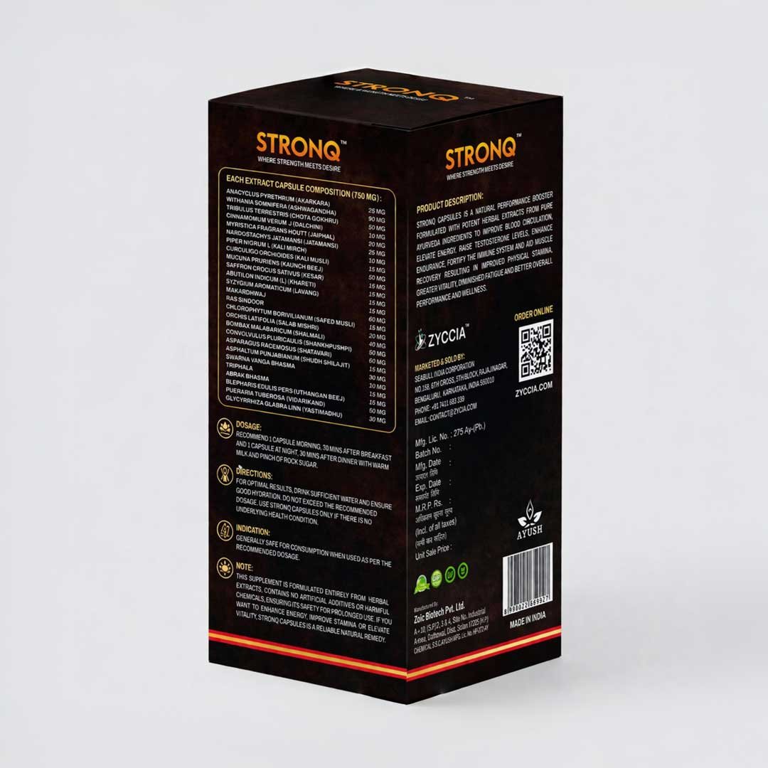 STRONQ Vigour & Vitality Capsules – Ayurvedic Performance & Energy Support (60 Capsules) - Image 4