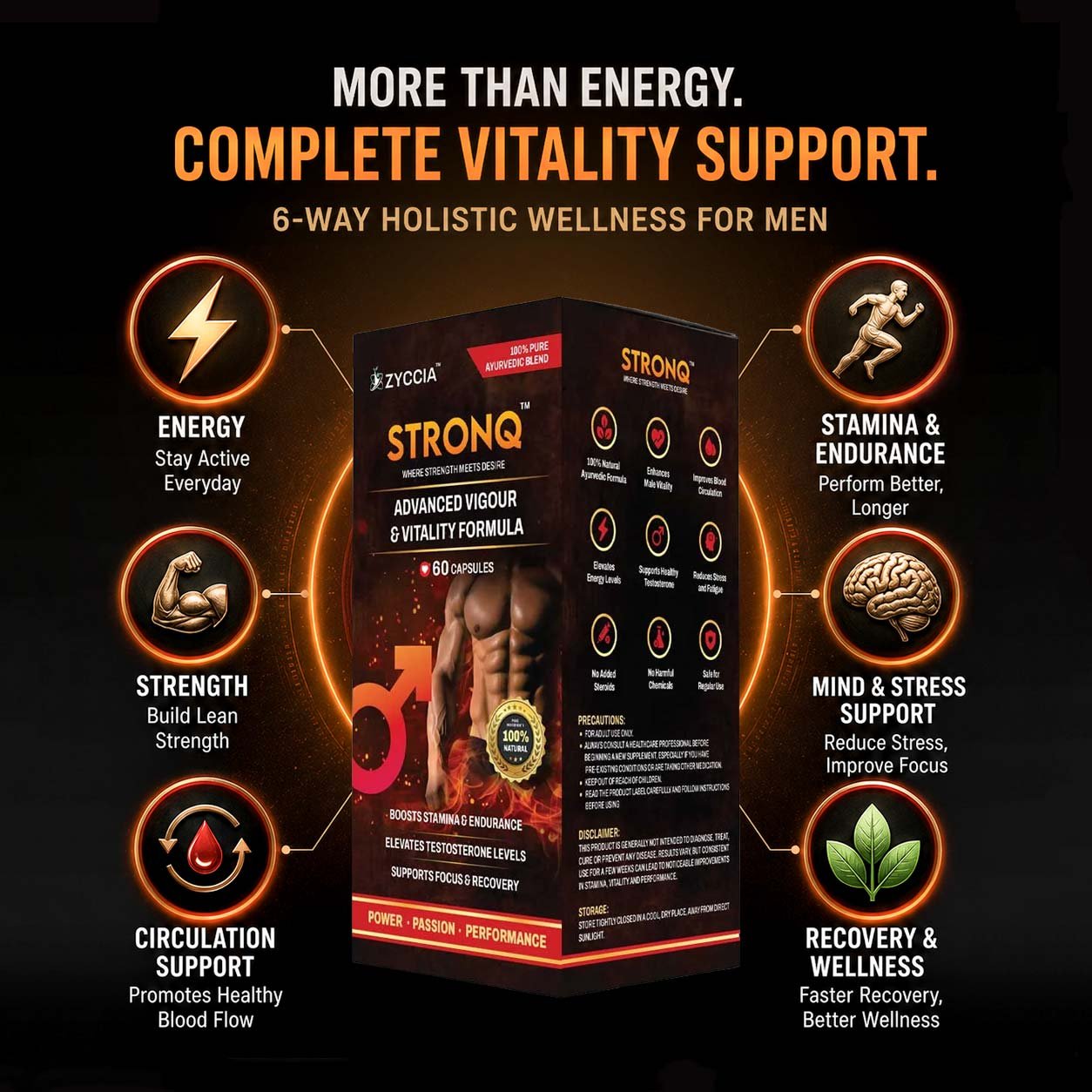 STRONQ Vigour & Vitality Capsules – Ayurvedic Energy, Stamina & Male Wellness - Image 3