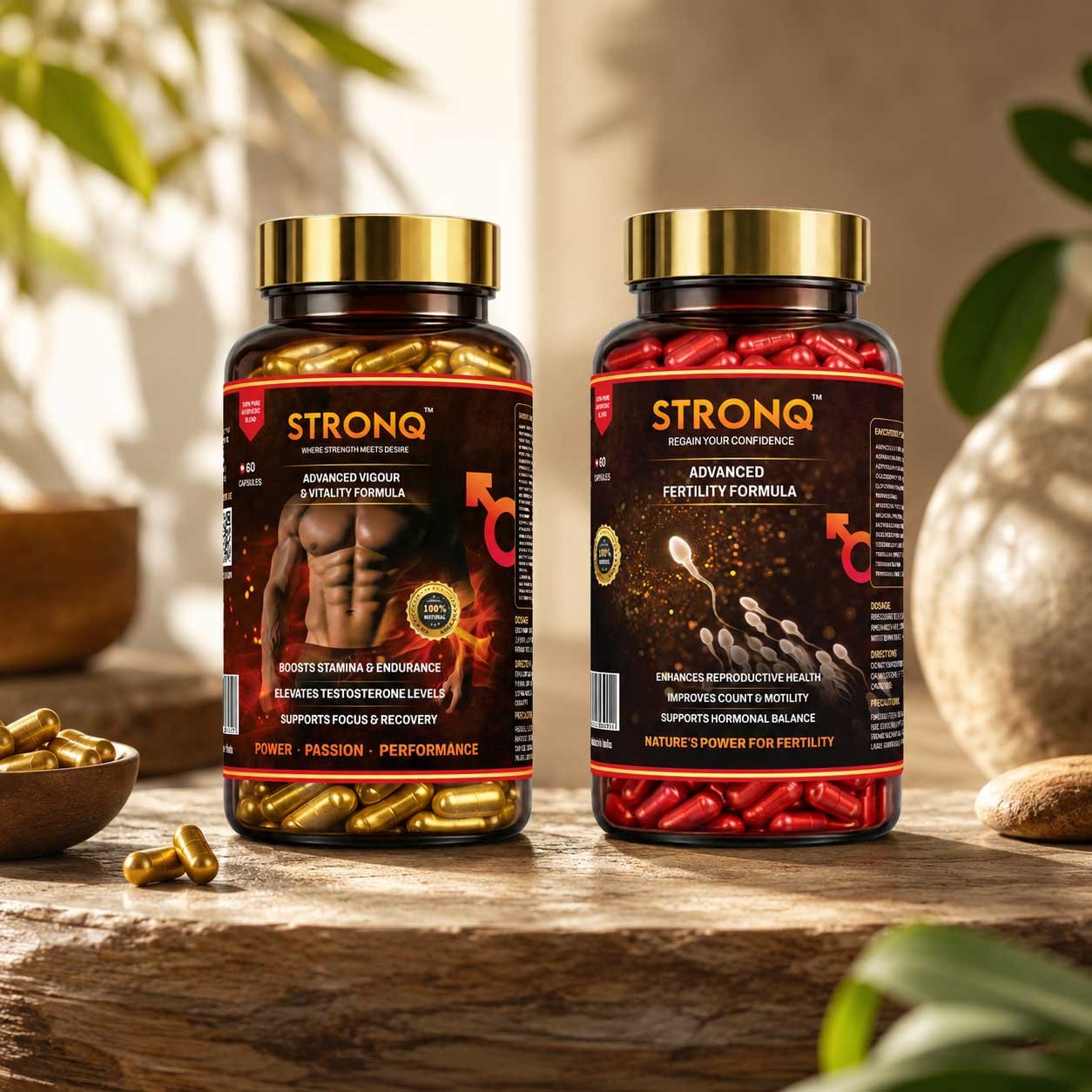 STRONQ Power Duo – Complete Ayurvedic Men's Vitality & Fertility Support Combo